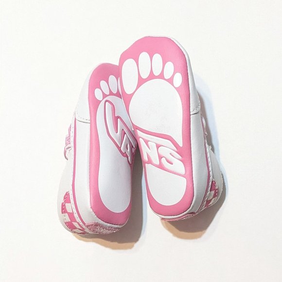 VANS Baby/infant shoes, classic slip-on pink and white checkerboard walkers - Picture 11 of 13